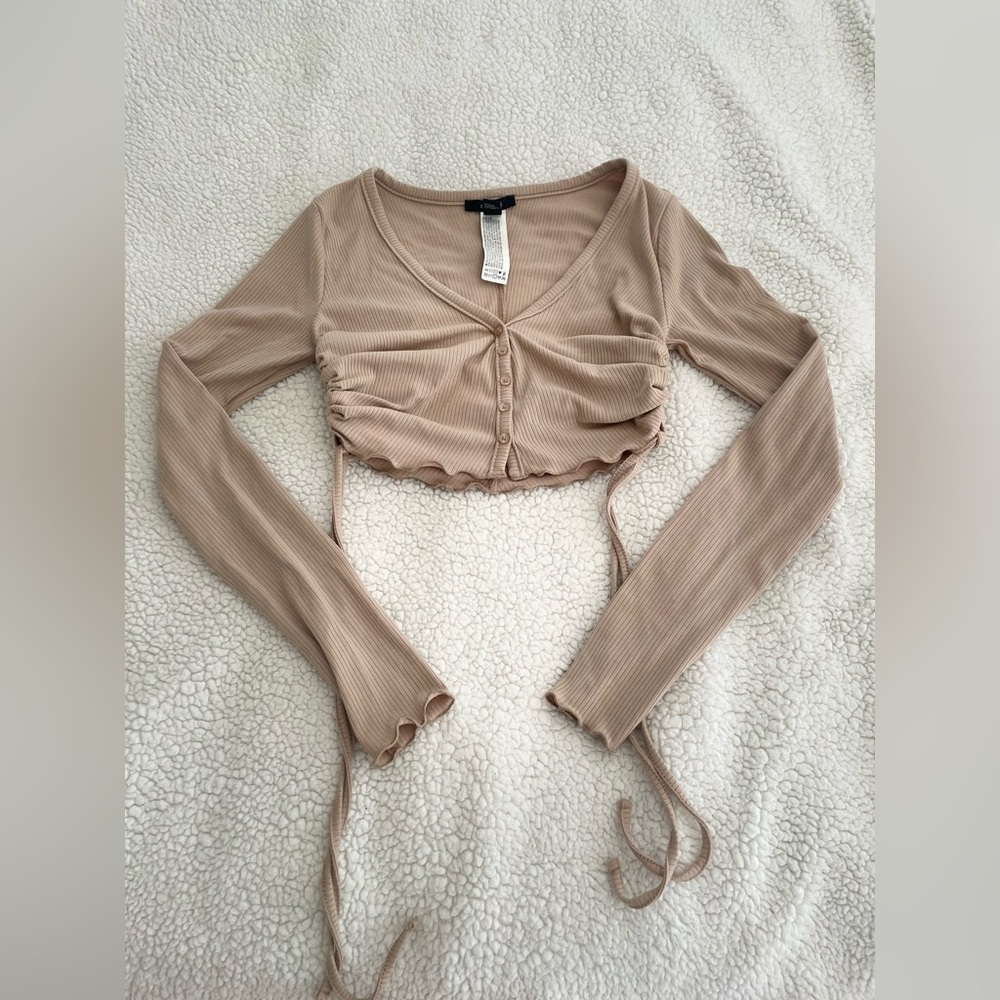 Women's Tan Ribbed Crop Top by Forever21